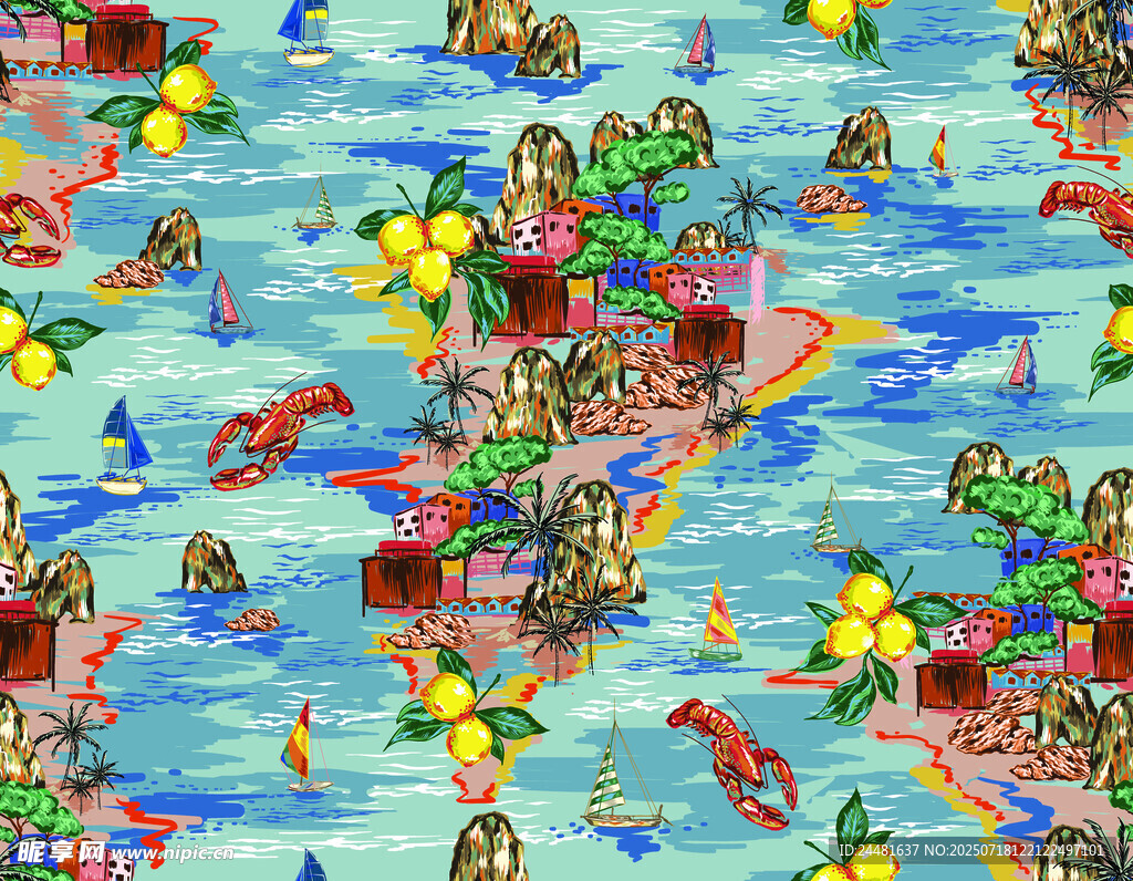 夏日海滩度假欢乐场景