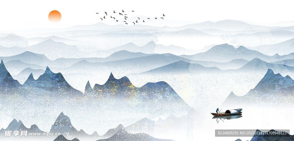 原创大理石山水背景新中式石纹瓷