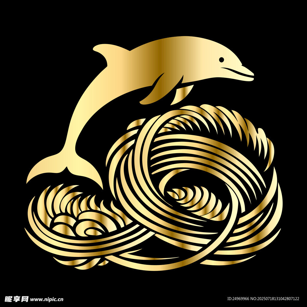 金色海豚跃于灵动海浪间