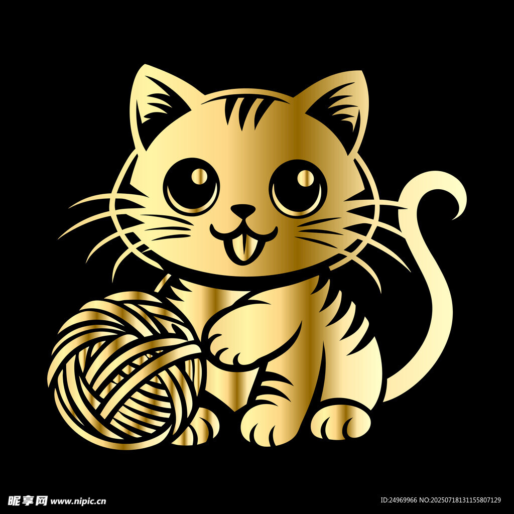 金色小猫玩毛线球