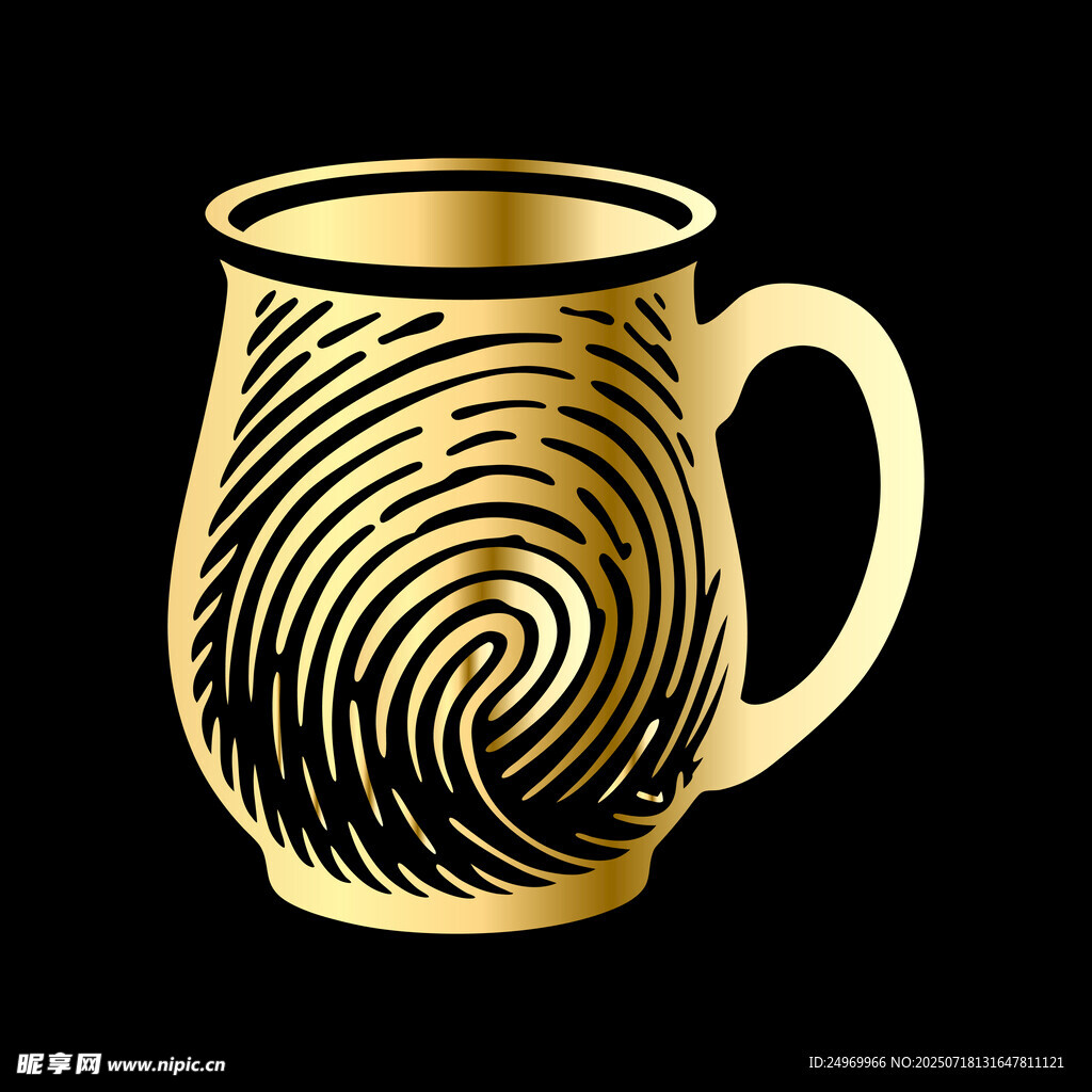 金色指纹图案咖啡杯