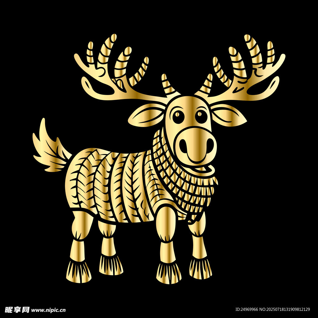 金色麋鹿图案设计