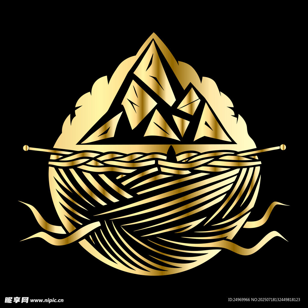 金色山海交织艺术徽标