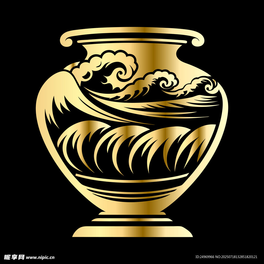 金色海浪纹花瓶