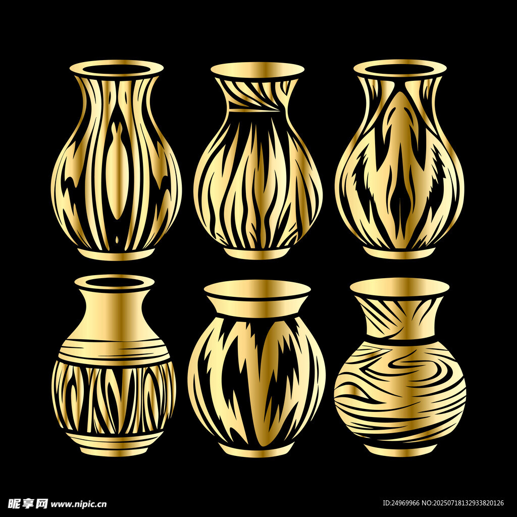 金色花纹花瓶图案集合