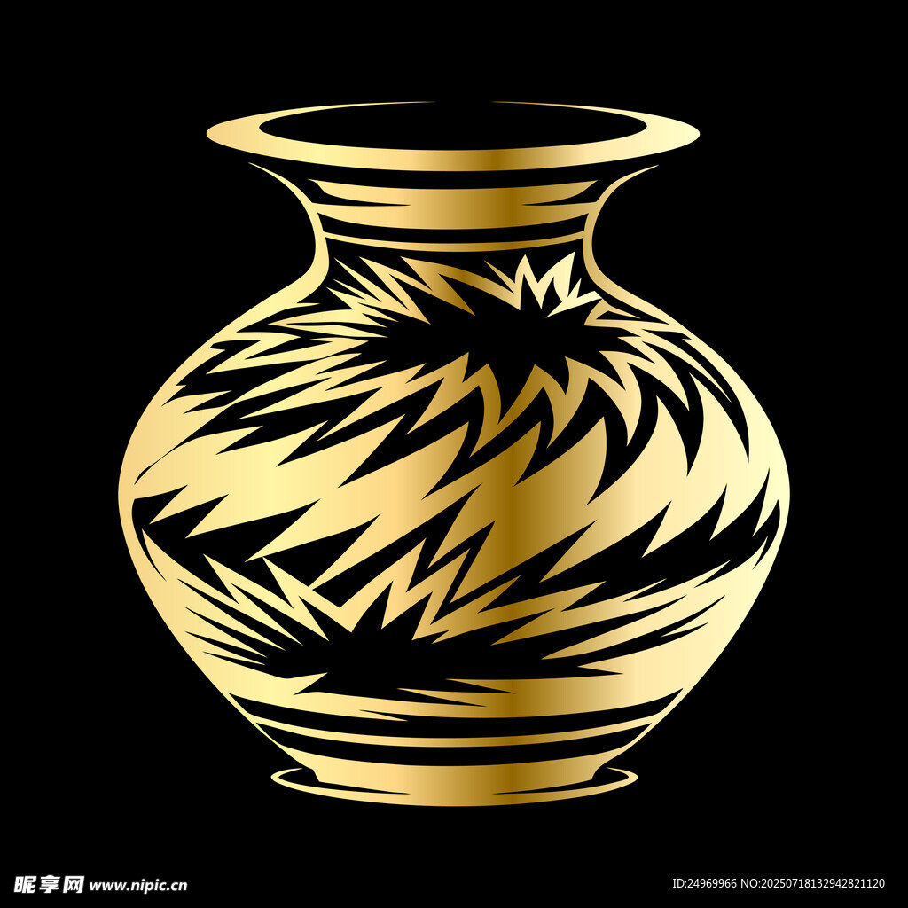 金色花纹陶罐图案设计