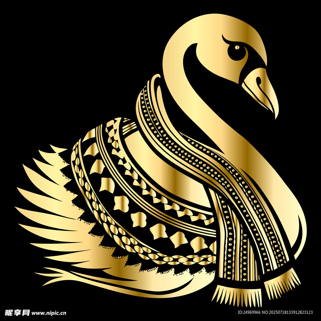 金色花纹天鹅图案设计