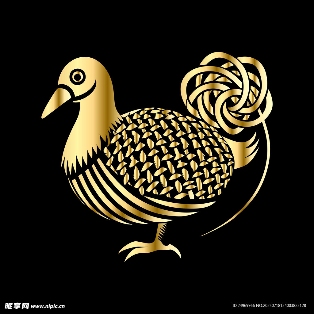 金色艺术风鸡形图案