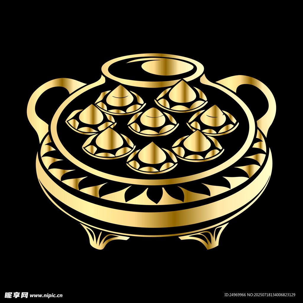 金色精美茶具摆件