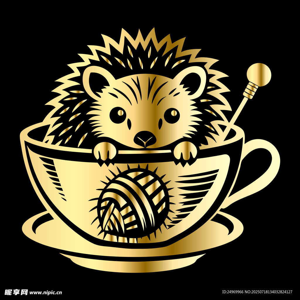 茶杯中的刺猬萌趣画面