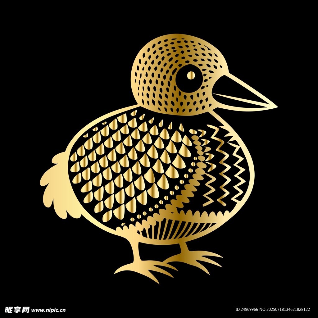 金色镂空小鸟图案设计