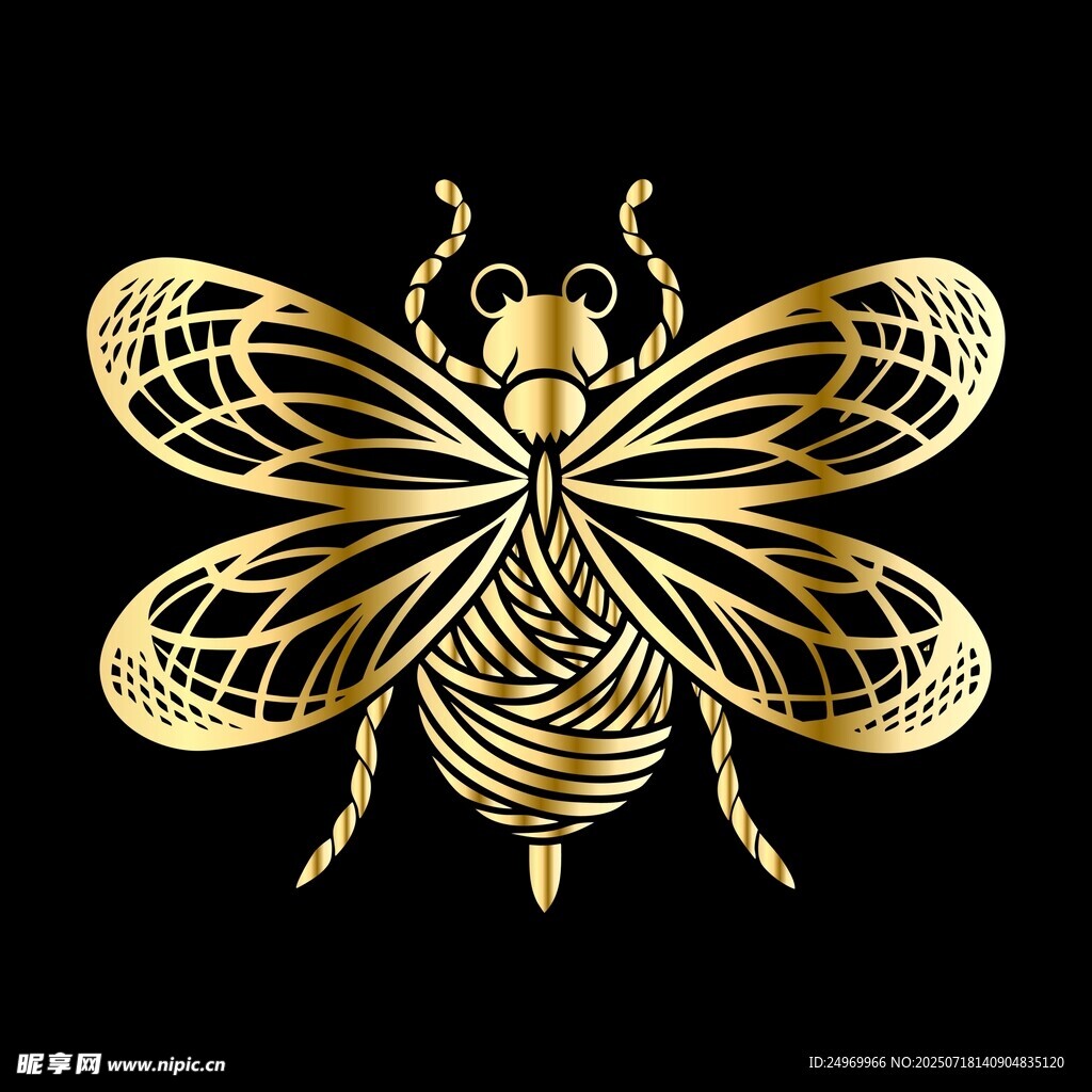 金色精致蜜蜂图案设计