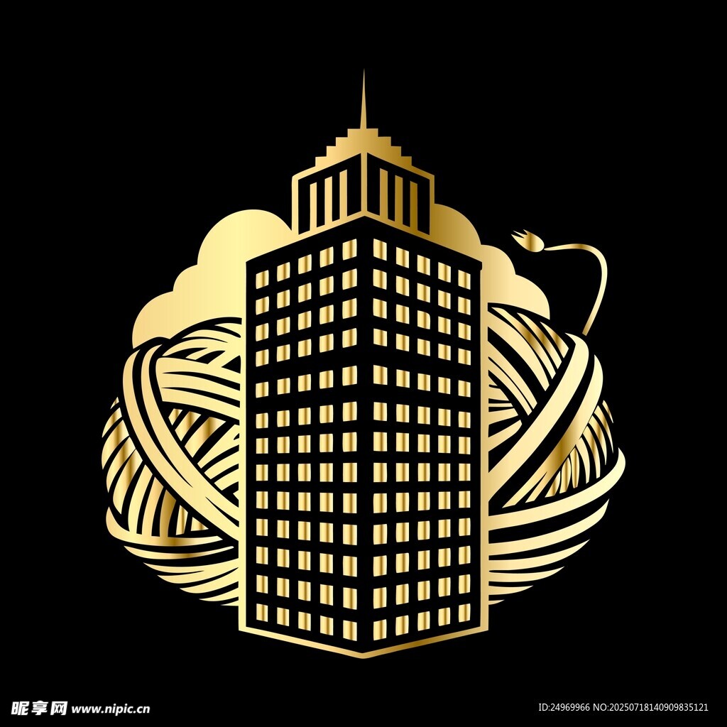 金色高楼建筑图标设计