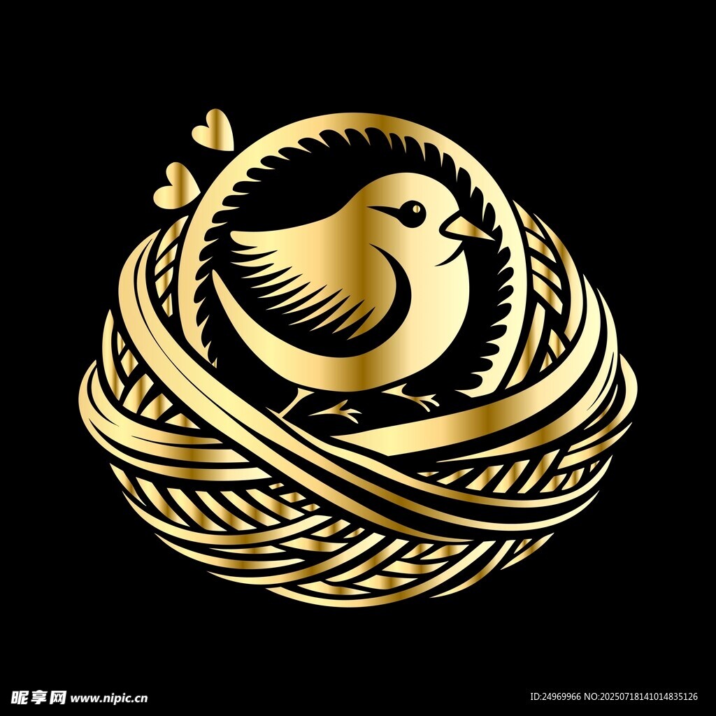 金鸟栖于编织鸟巢