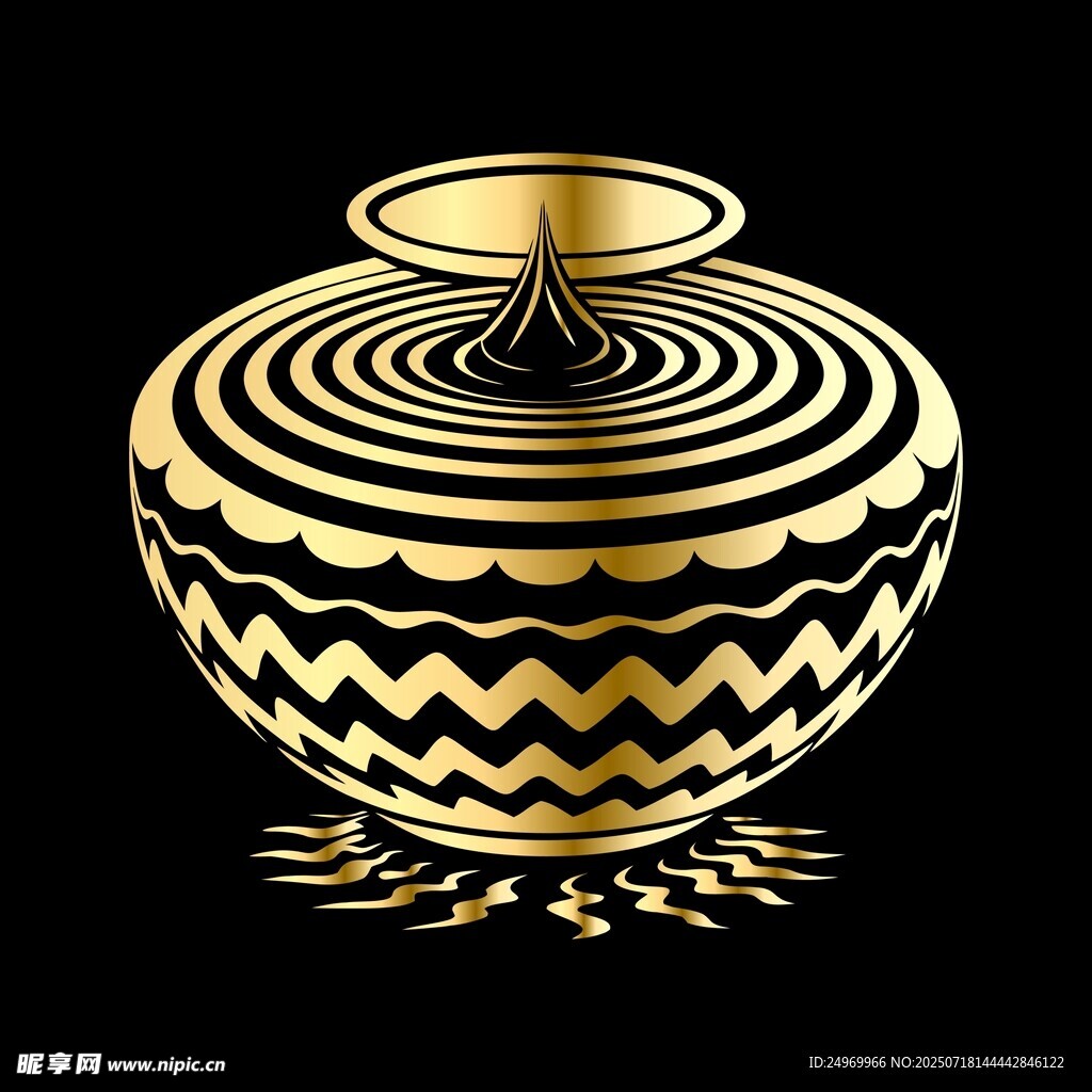 金色花纹陶罐图案设计