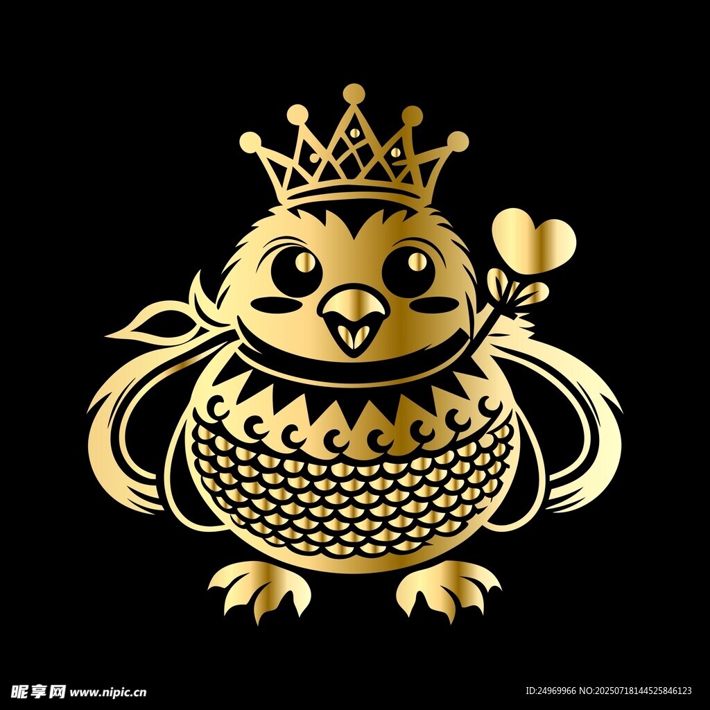 金色皇冠猫头鹰装饰图案