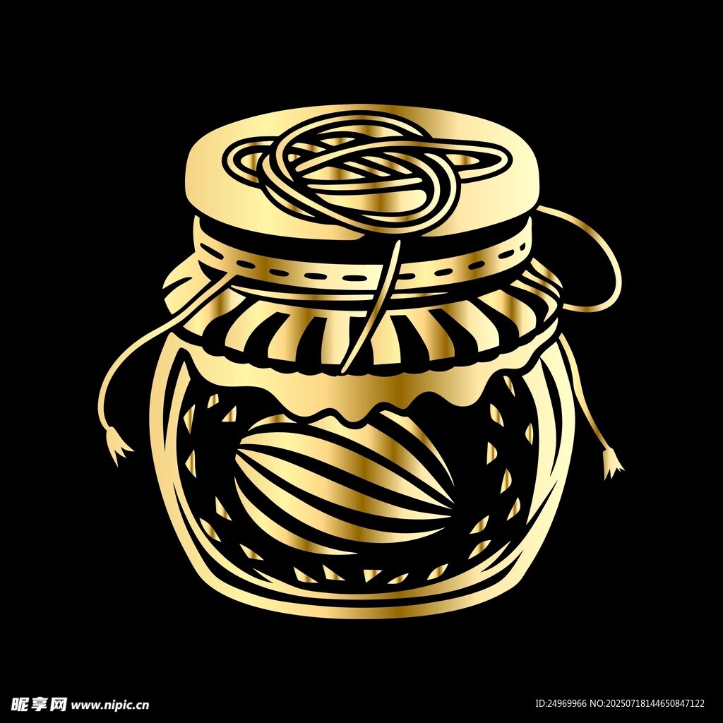 金色蜂蜜罐插画