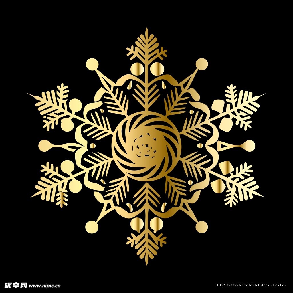 金色华丽雪花装饰图案