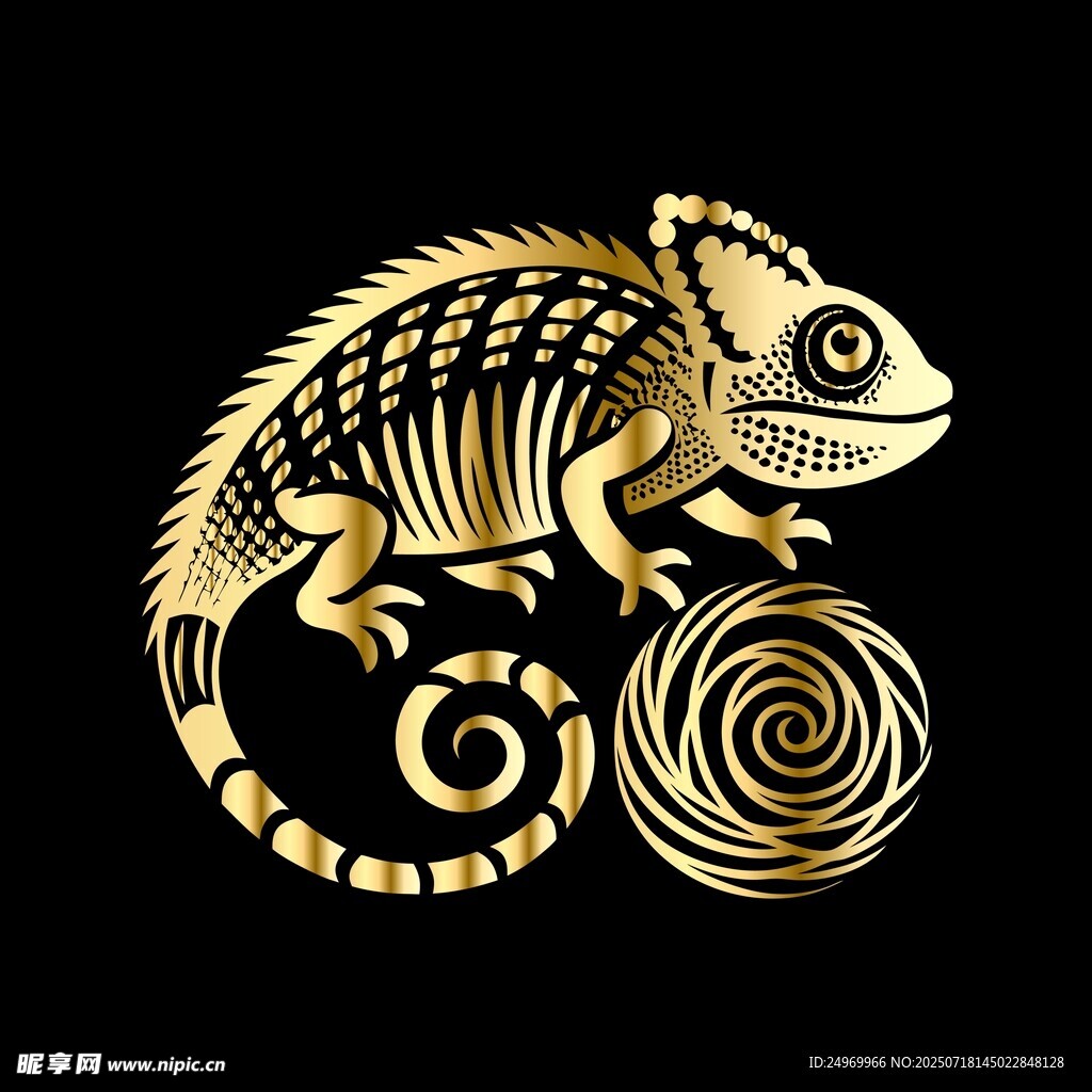 金色变色龙图案设计