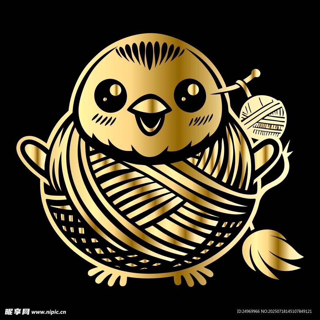 可爱金小鸡与毛线球