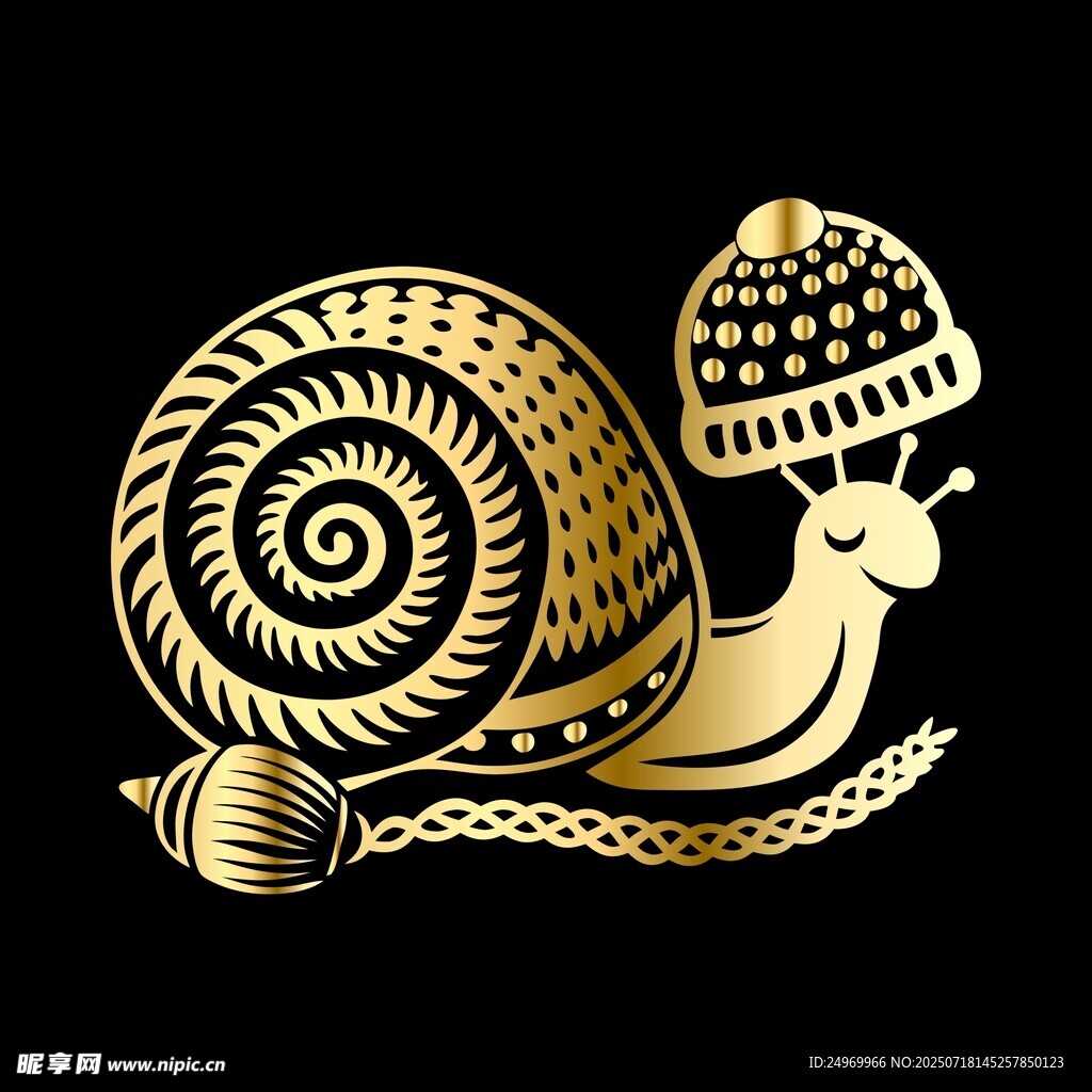 金色蜗牛图案设计元素