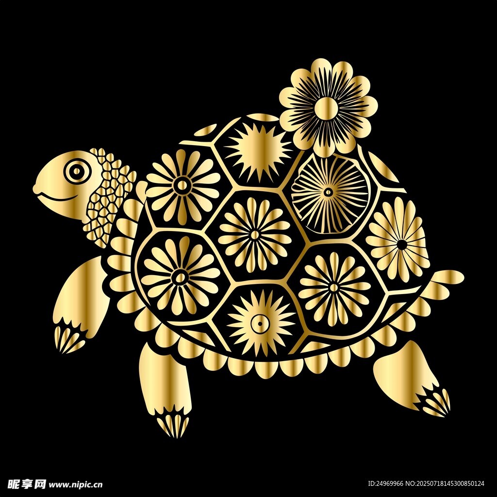 金色花纹乌龟图案设计
