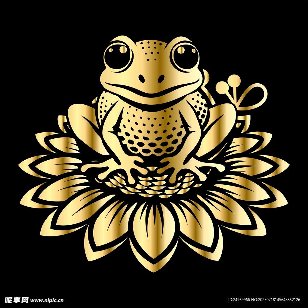 金蛙坐莲花精美图案