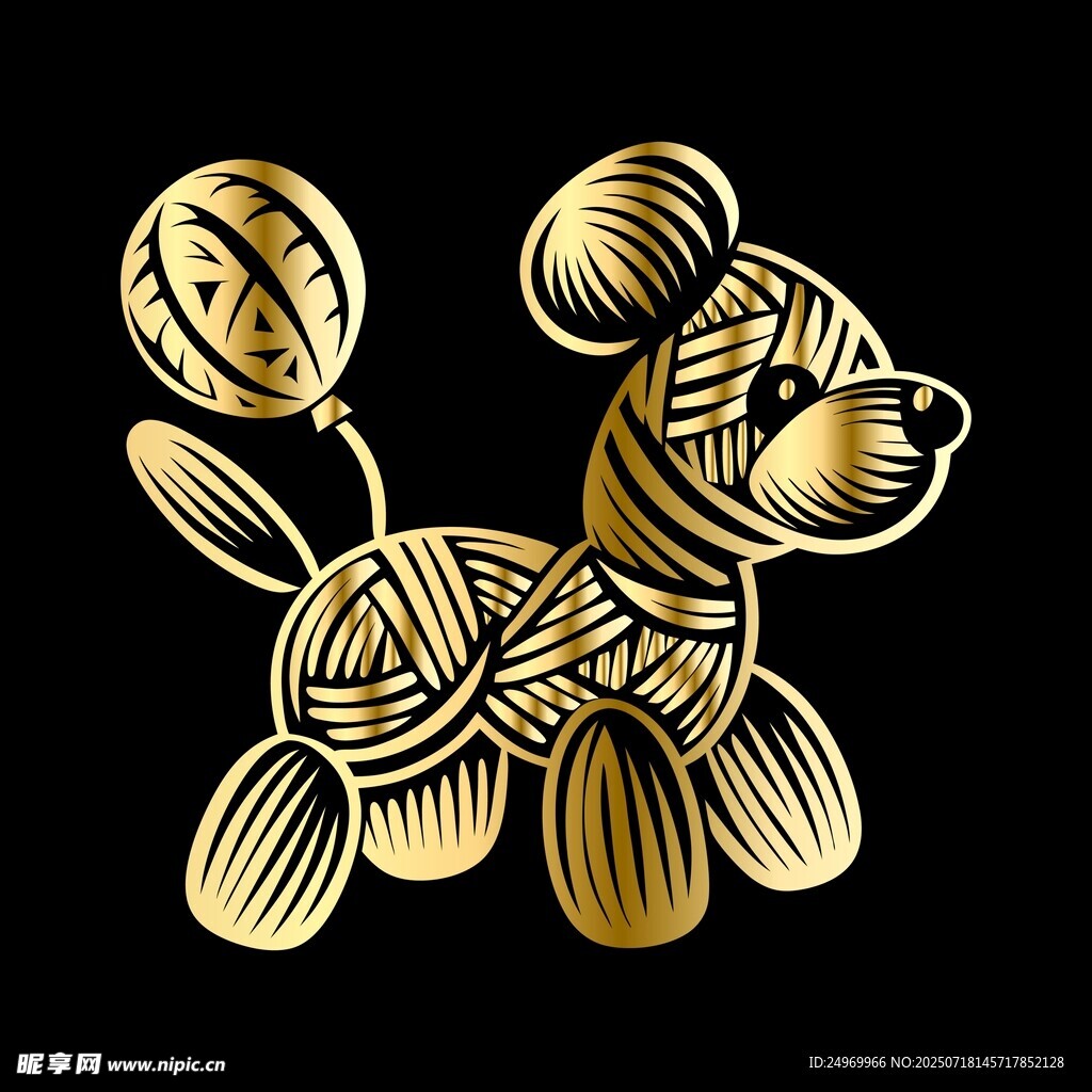 金色编织小狗造型饰品