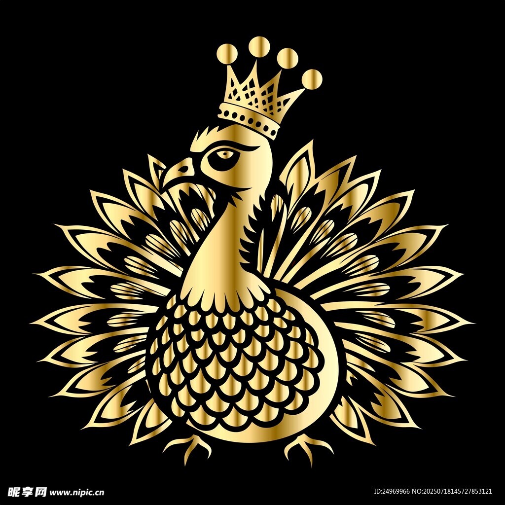 金色华丽孔雀图案设计