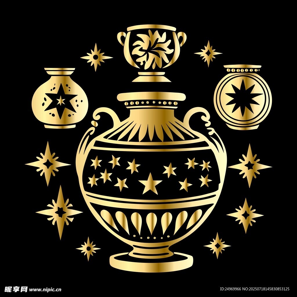 金色华丽装饰花瓶图案