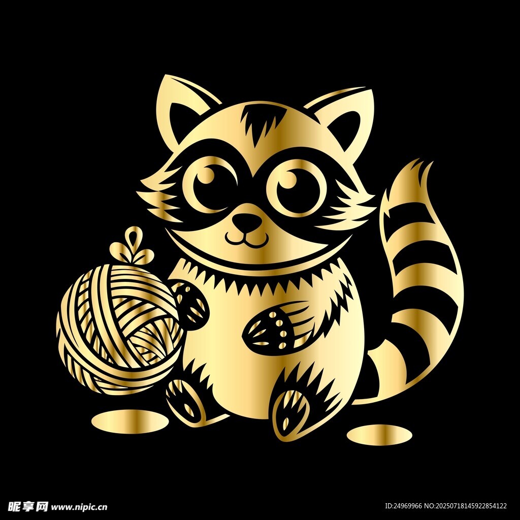 金色猫咪玩线团