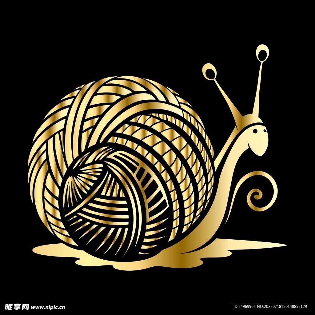 金色蜗牛造型毛线球图案