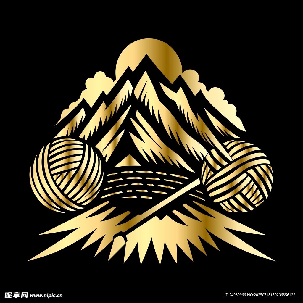 金色山岳哑铃健身标志