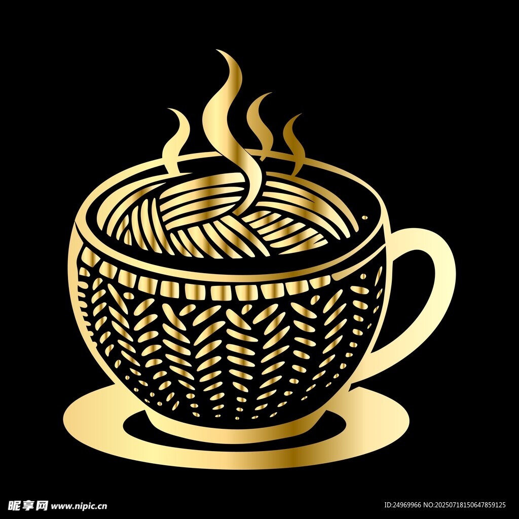 金色针织风咖啡杯图案