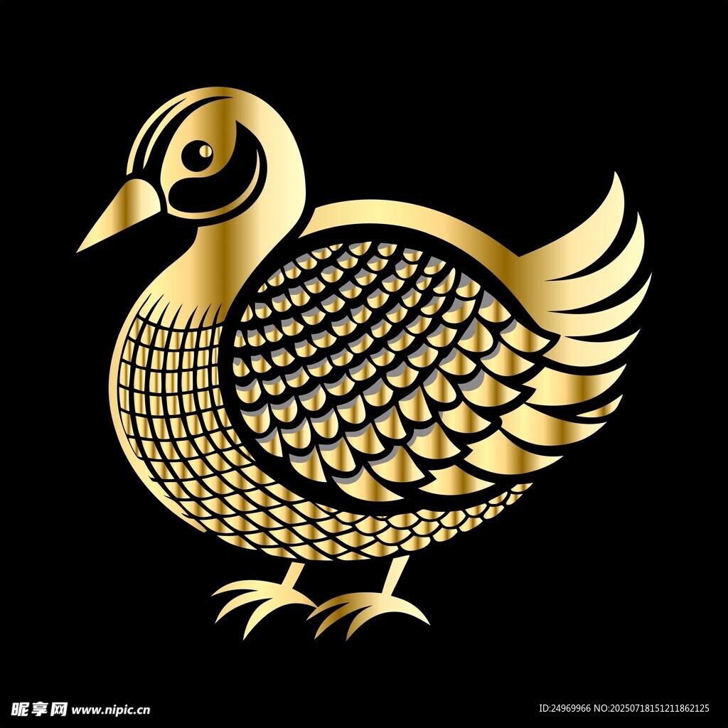 金色几何图案鸭子形象