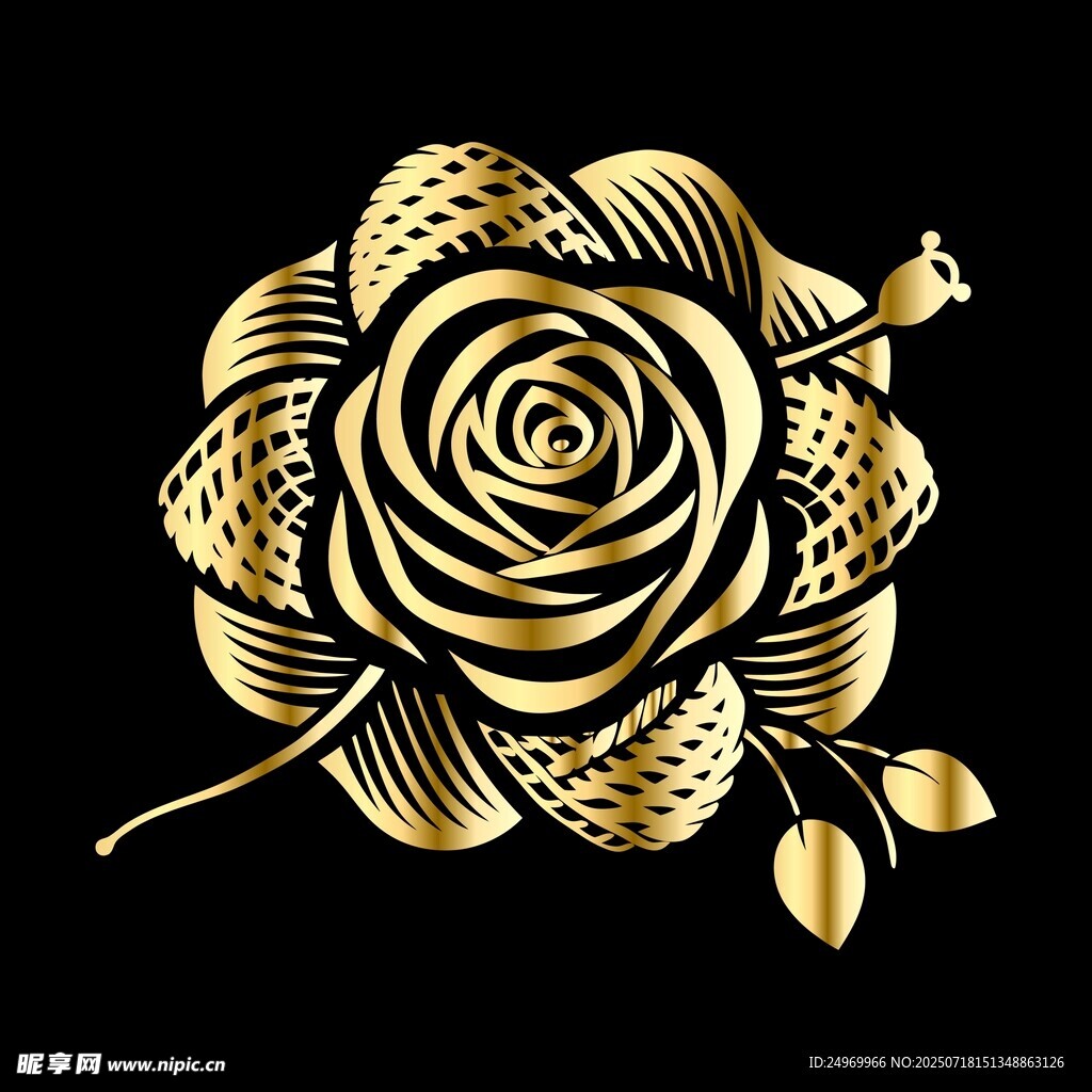 金色镂空玫瑰花图案