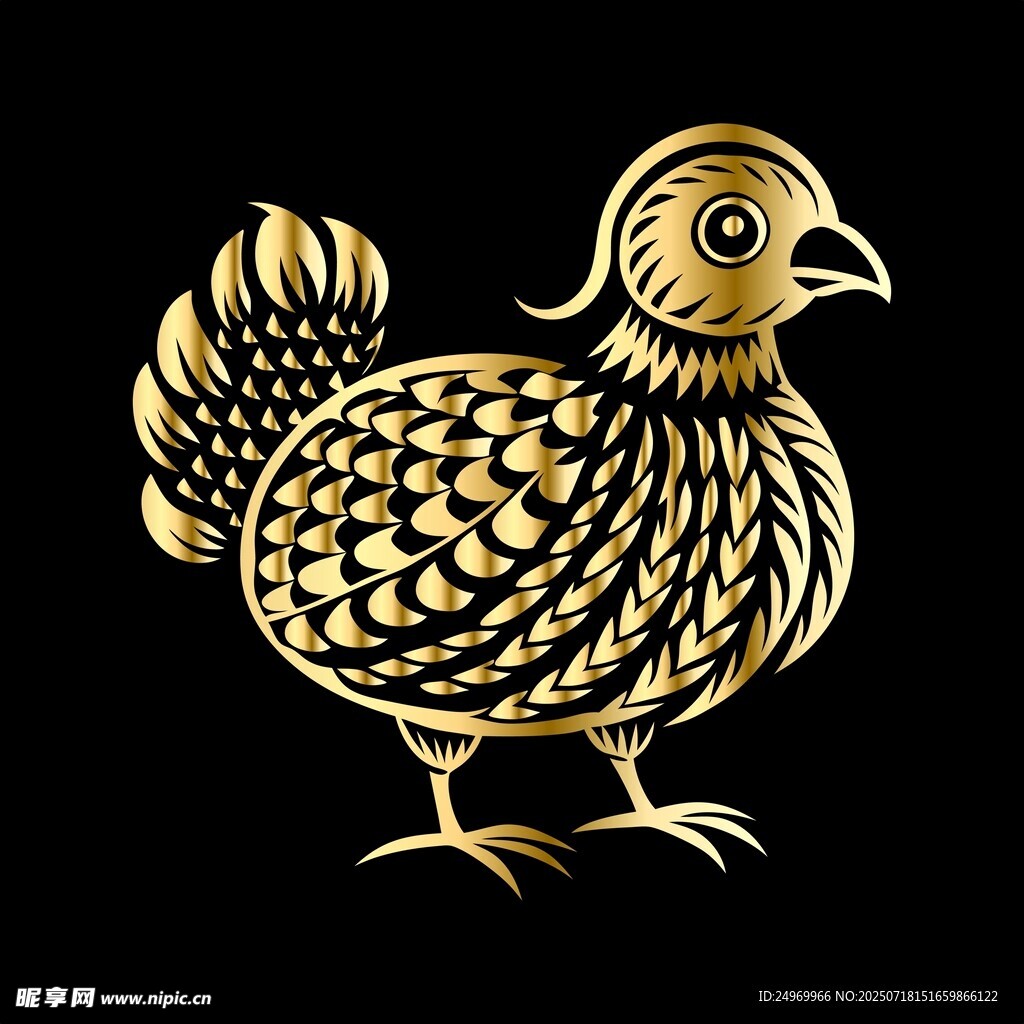 金色艺术风鹌鹑图案