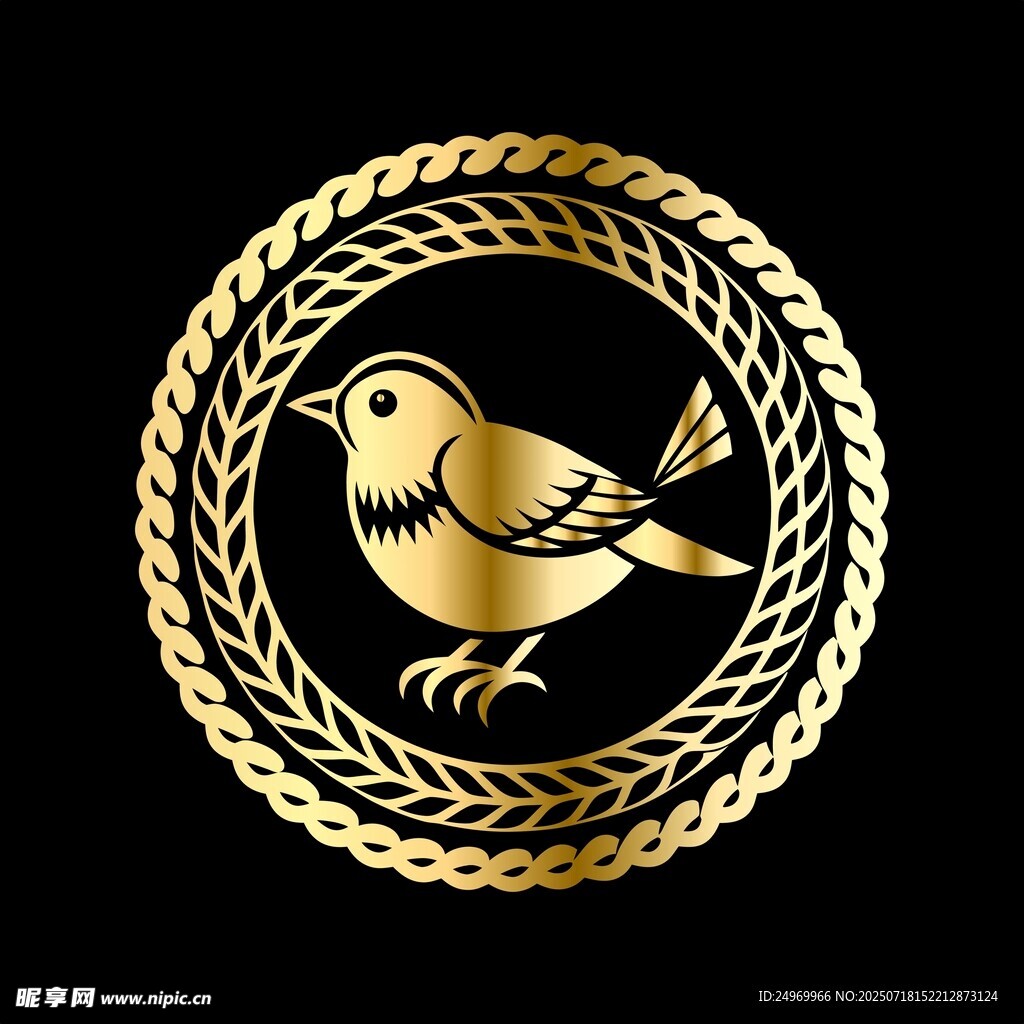 金色小鸟环绕图案