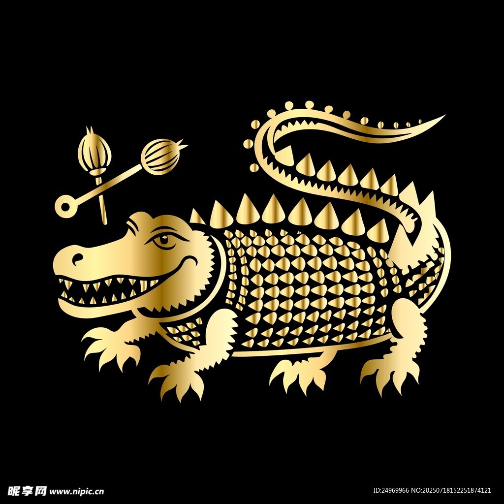 金色鳄鱼图案设计