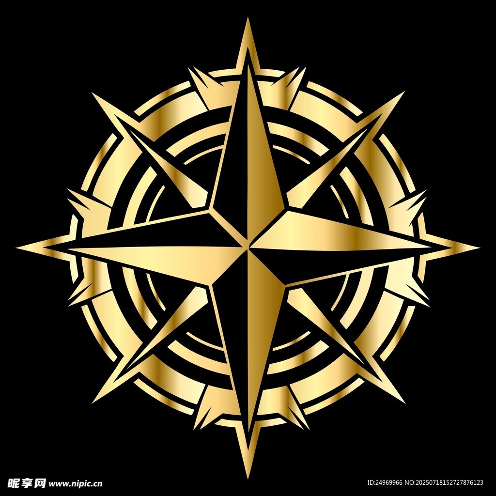 金色罗盘标志图案