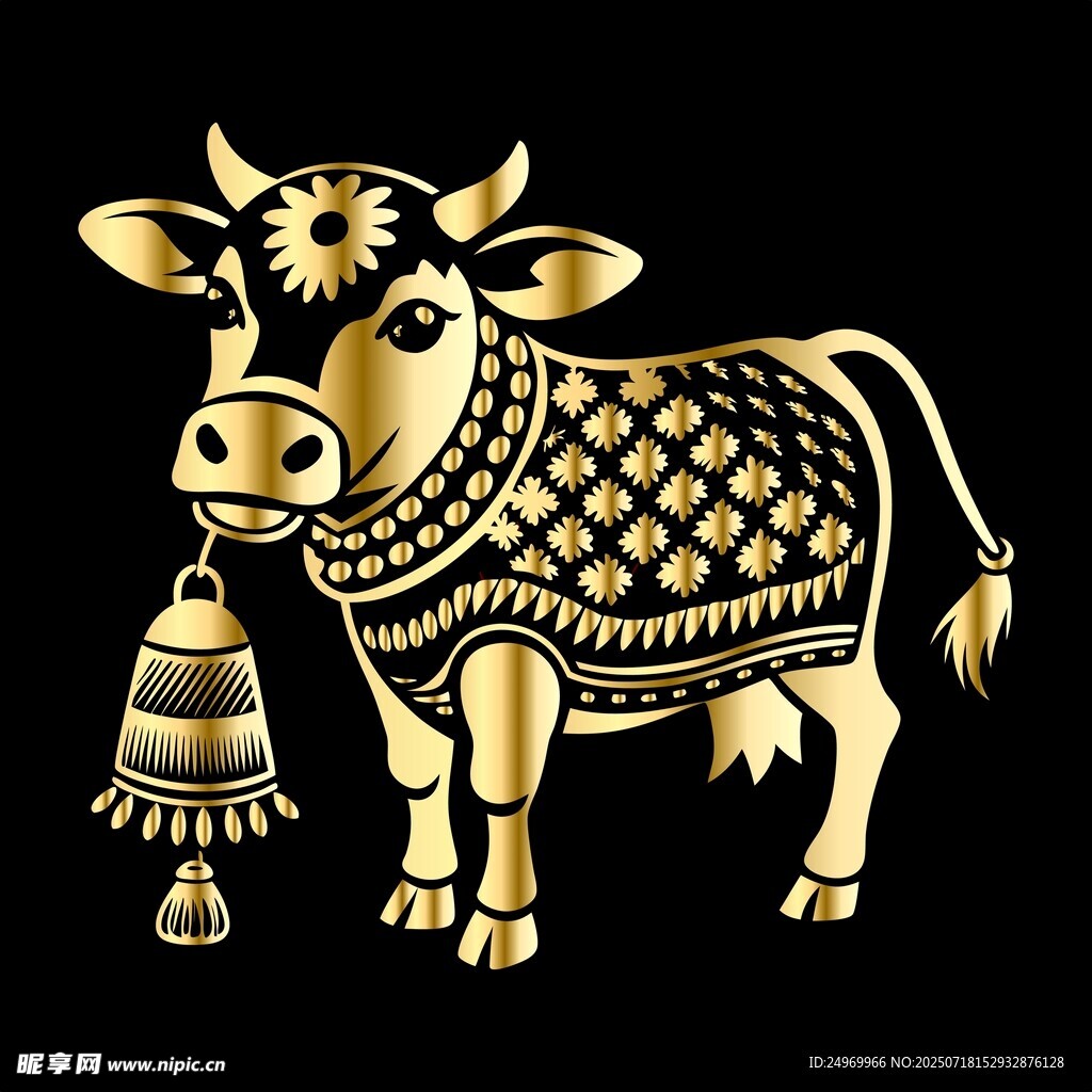金色装饰牛图案