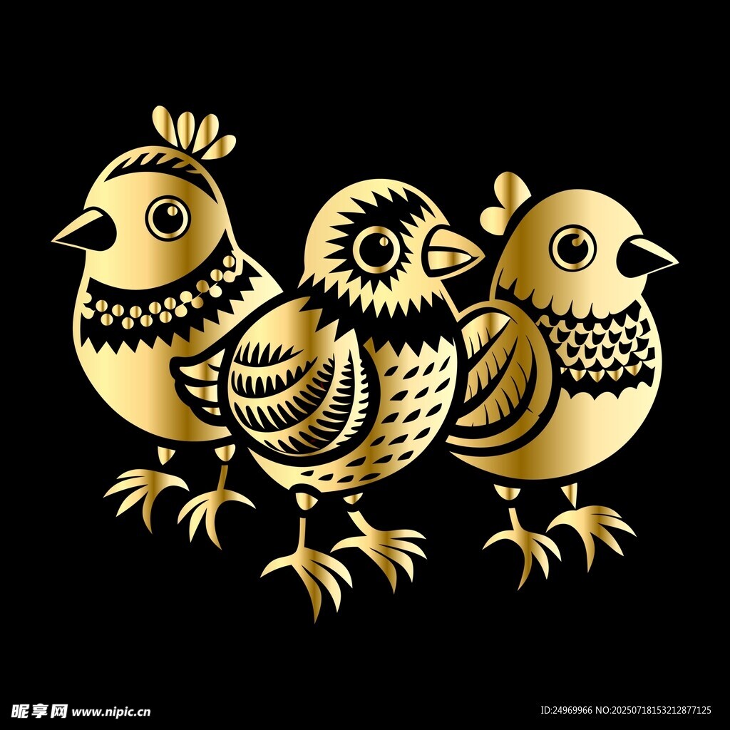 三只金鸟图案设计
