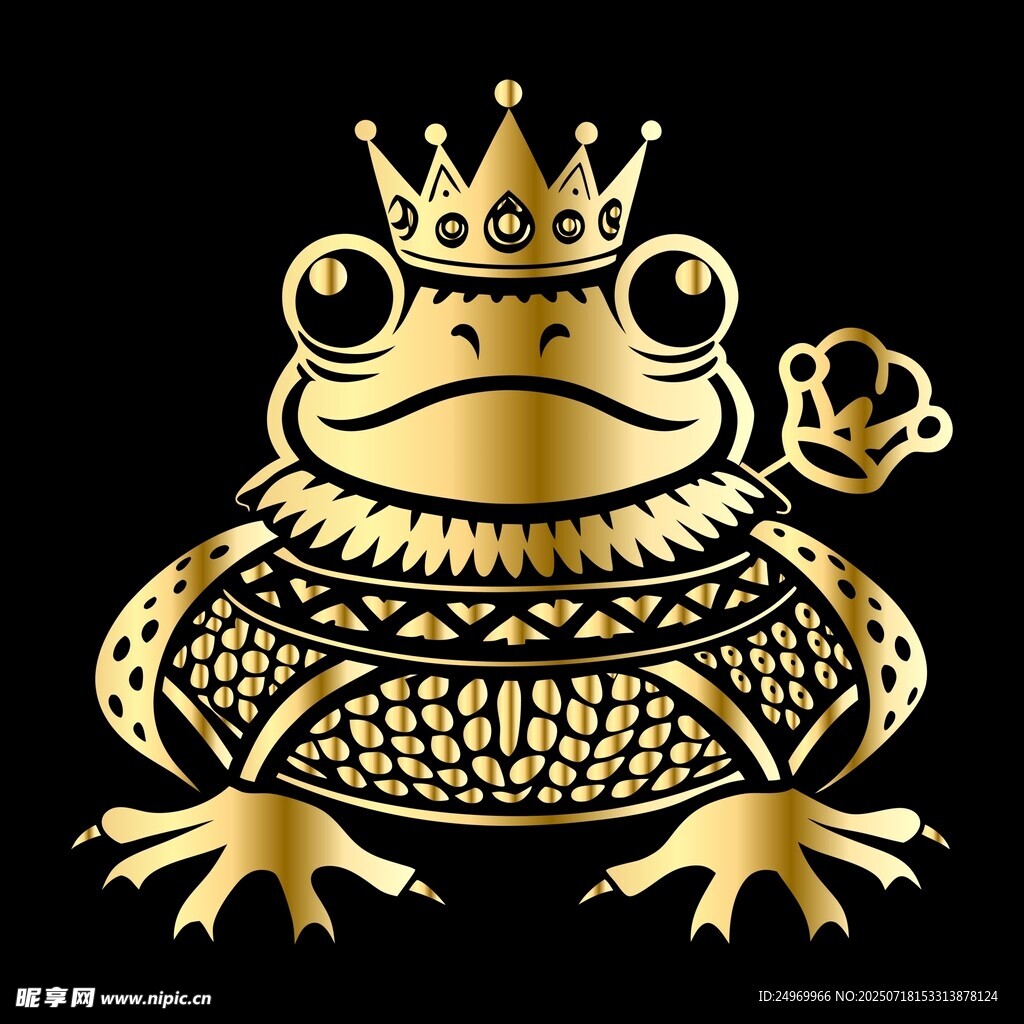 金色王冠青蛙图案设计