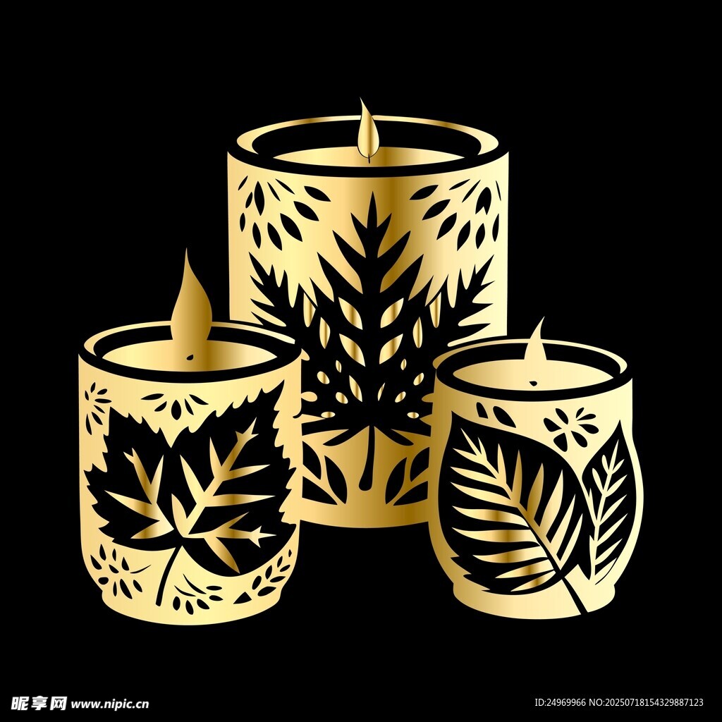 金色叶纹蜡烛摆件