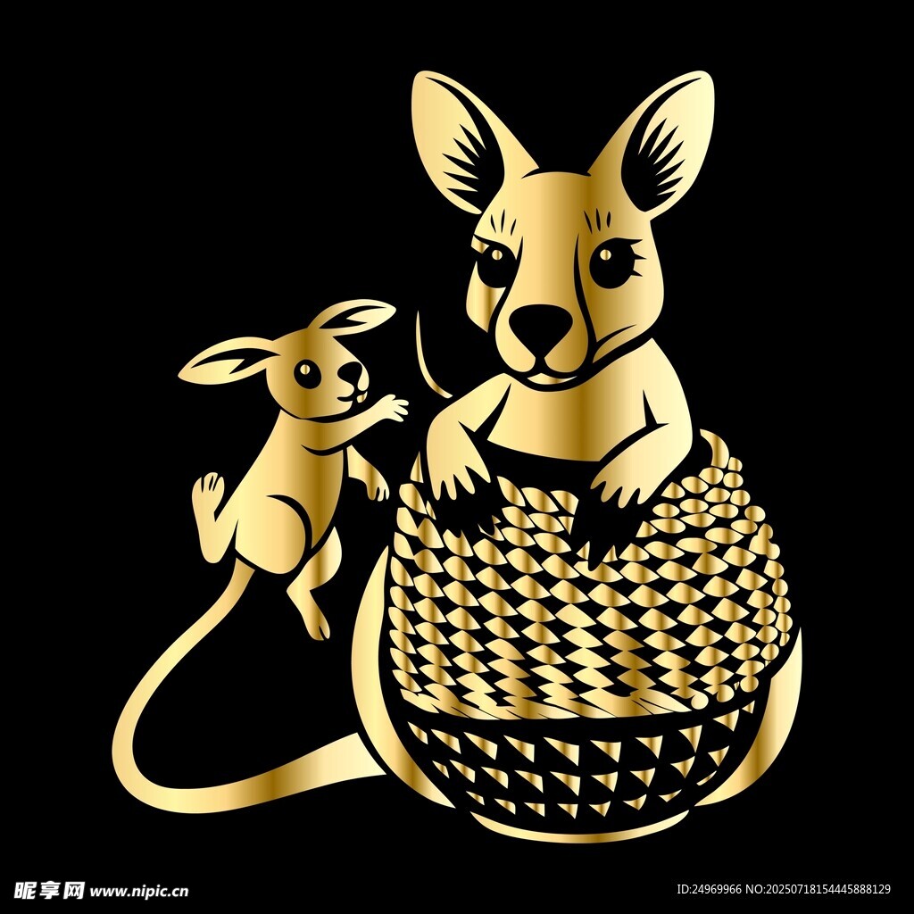 金色袋鼠母子 