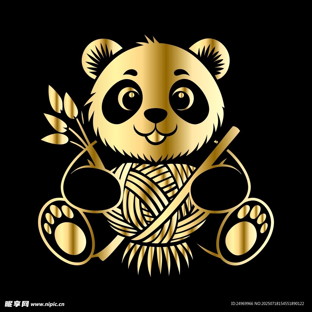 金色熊猫编织形象