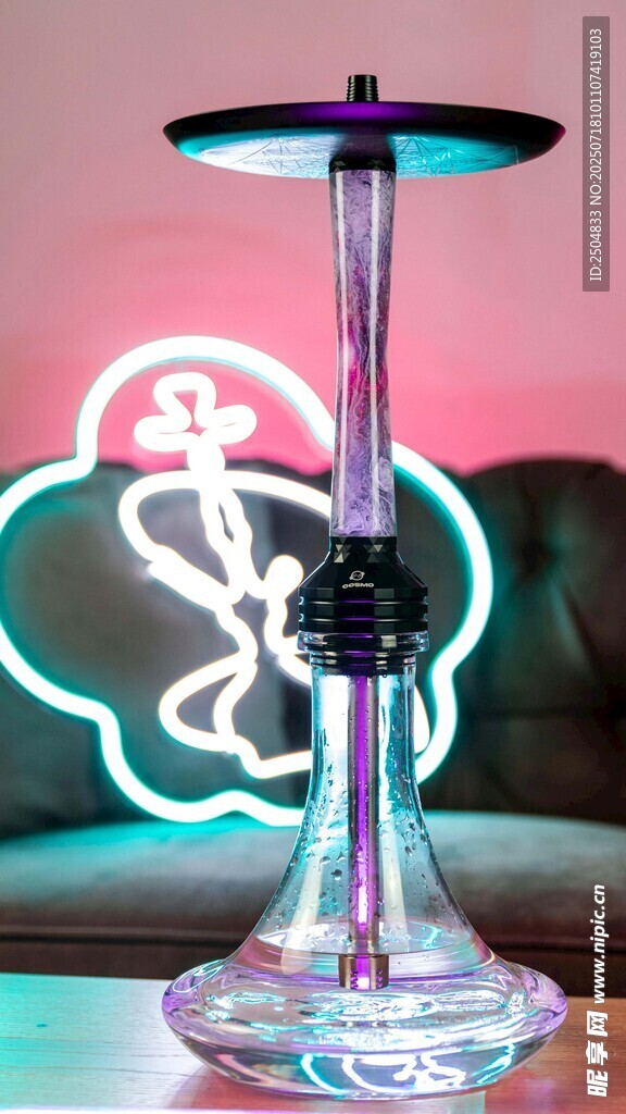 时尚水烟装置 绚丽灯光背景
