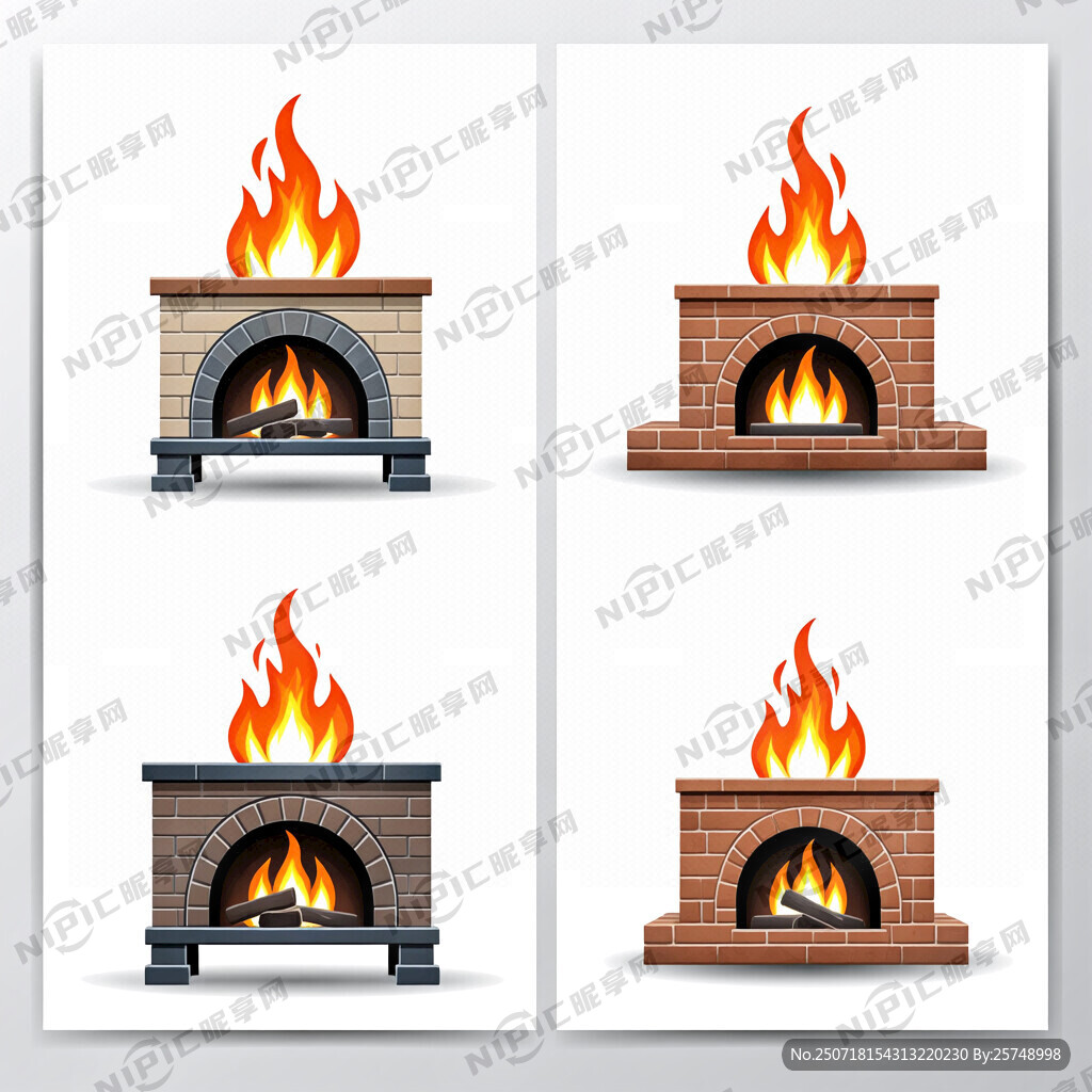 火窑 5种不同类型的矢量图