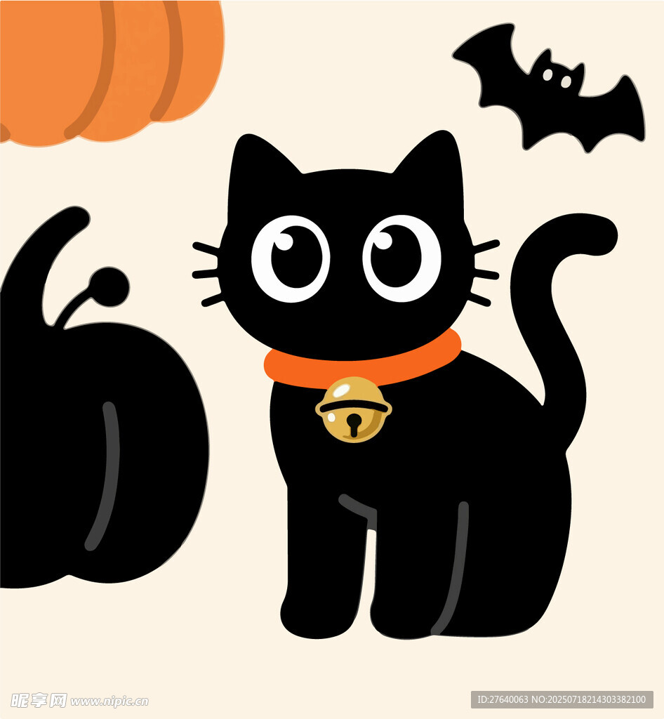 万圣节黑猫插画