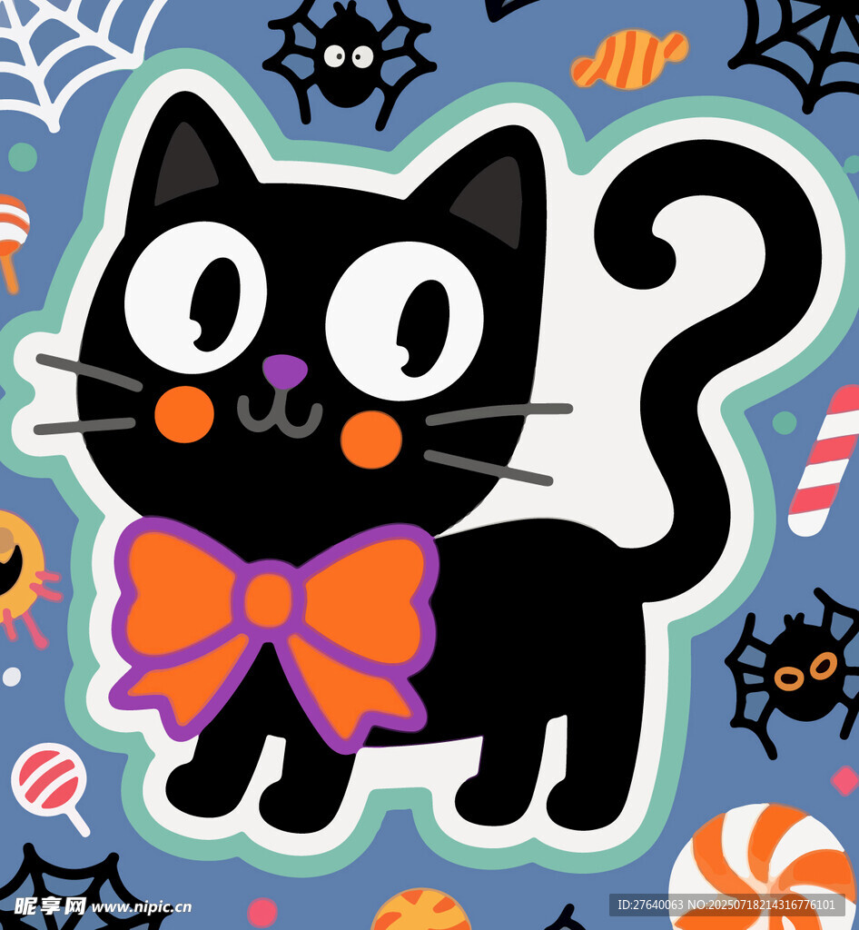万圣节黑猫插画